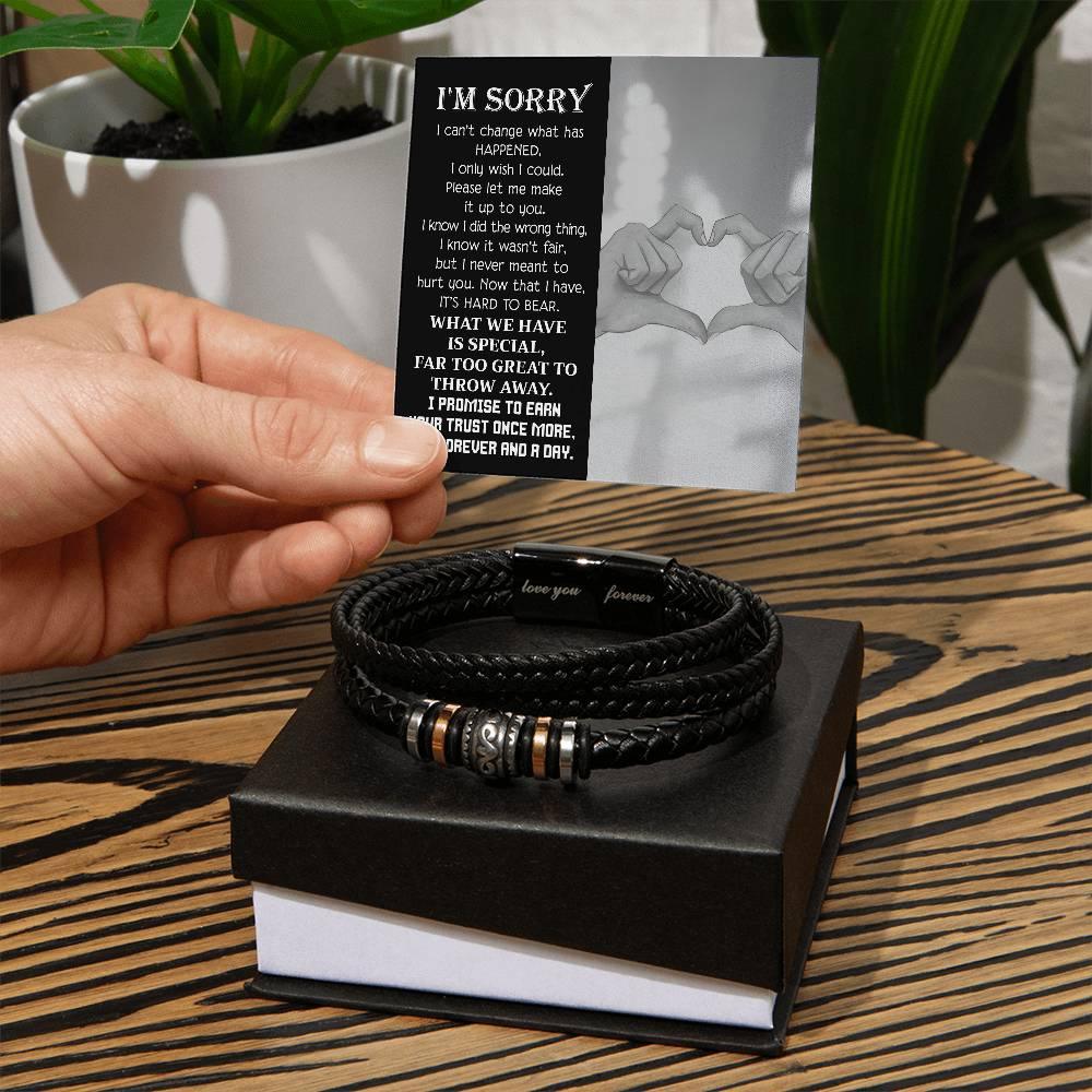 Apology Gift For Him - Sorry, I Wish I Could - Love You Forever Men's Bracelet - Mallard Moon Gift Shop