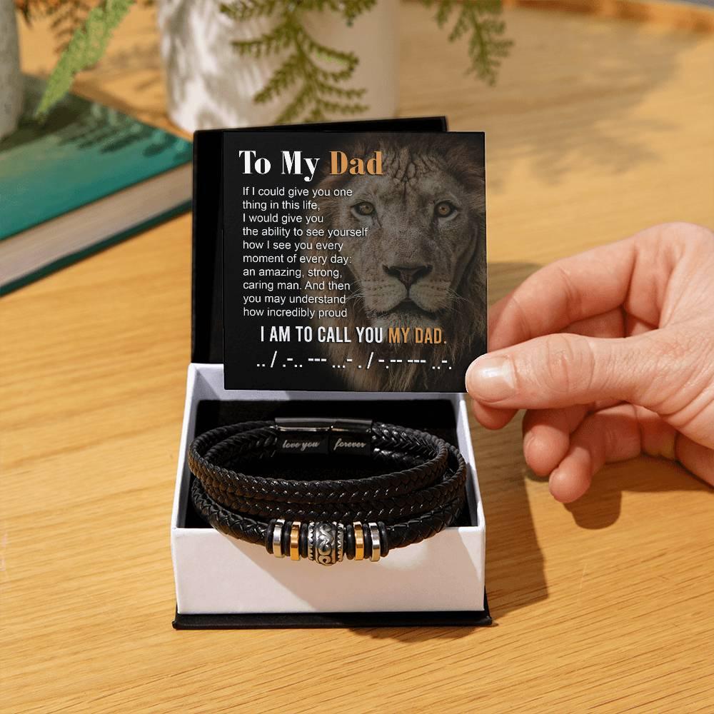 Dad Gift - I am Proud to Call You Dad - Braided Leather Men's Bracelet - Mallard Moon Gift Shop