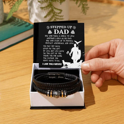 Gift For Stepdad The Father You didn't have to be Men's Leather Bracelet - Mallard Moon Gift Shop