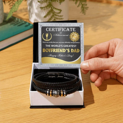 Gift for Boyfriend's Dad - World's Greatest Dad Happy Father's Day - Men's Braided Leather Bracelet - Mallard Moon Gift Shop