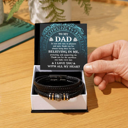 Dad - Pleasure And Pain Leather Braided Men's Bracelet - Mallard Moon Gift Shop
