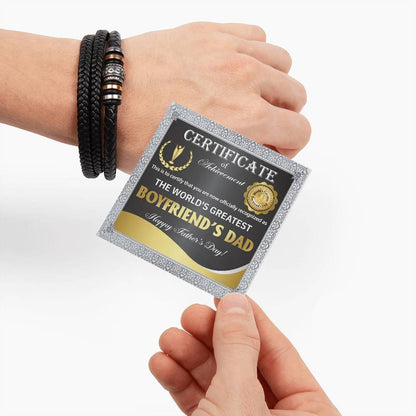 Gift for Boyfriend's Dad - World's Greatest Dad Happy Father's Day - Men's Braided Leather Bracelet - Mallard Moon Gift Shop