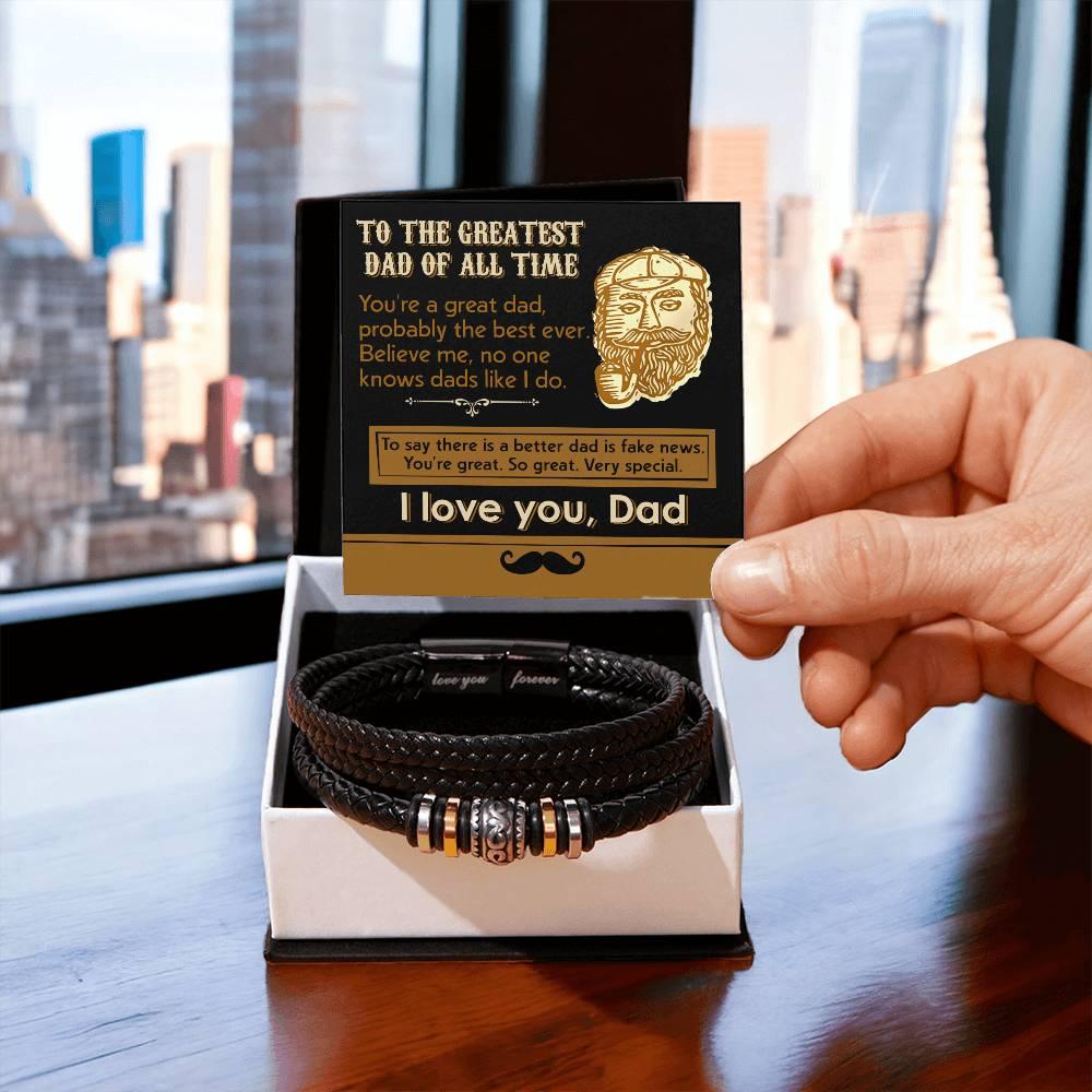 Dad Gift- You Are the Best Dad, To Say there is a Better Dad is Fake News -Braided Leather Men's Bracelet - Mallard Moon Gift Shop