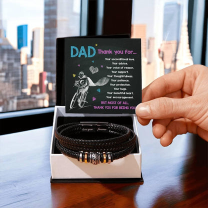 Dad Gift-Thank You For Being You -Braided Leather Men's Bracelet - Mallard Moon Gift Shop