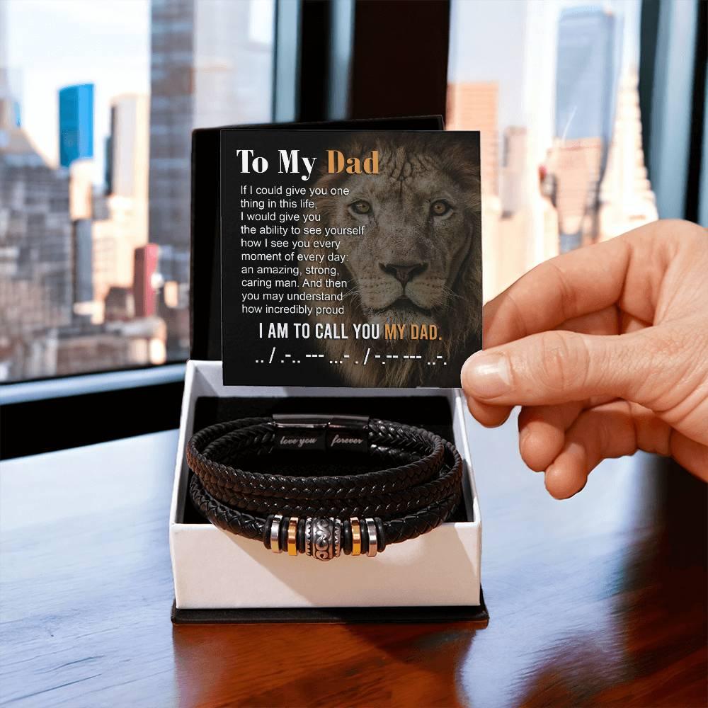 Dad Gift - I am Proud to Call You Dad - Braided Leather Men's Bracelet - Mallard Moon Gift Shop