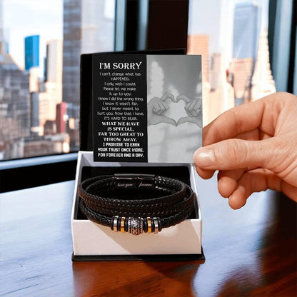 Apology Gift For Him - Sorry, I Wish I Could - Love You Forever Men's Bracelet - Mallard Moon Gift Shop