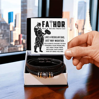 Dad - My Warrior Leather Braided Men's Bracelet - Mallard Moon Gift Shop