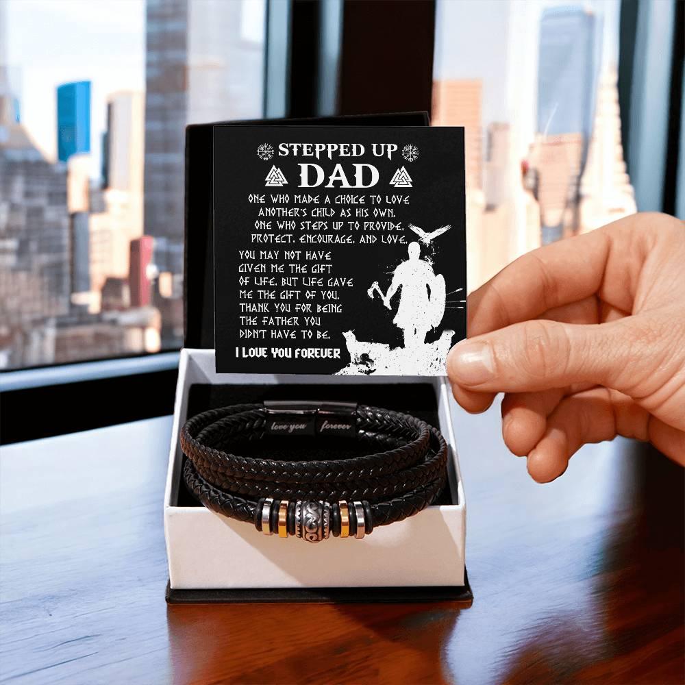 Gift For Stepdad The Father You didn't have to be Men's Leather Bracelet - Mallard Moon Gift Shop