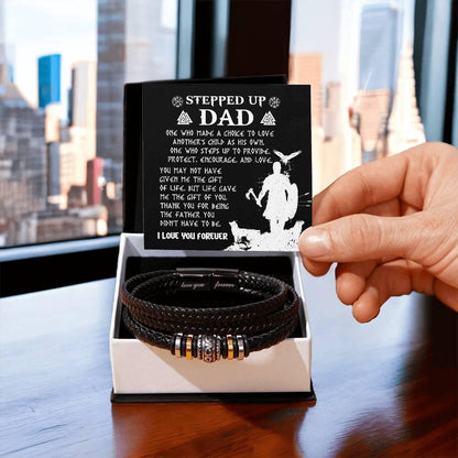 Gift For Stepdad The Father You didn't have to be Men's Leather Bracelet - Mallard Moon Gift Shop