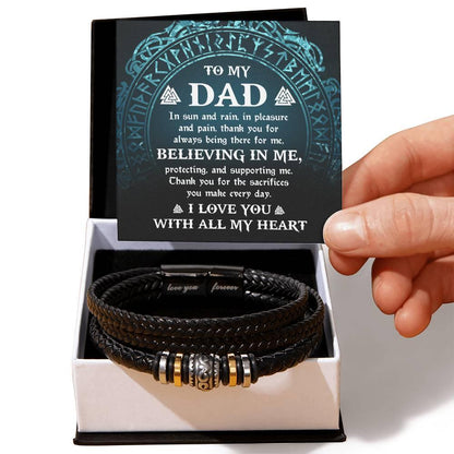 Dad - Pleasure And Pain Leather Braided Men's Bracelet - Mallard Moon Gift Shop