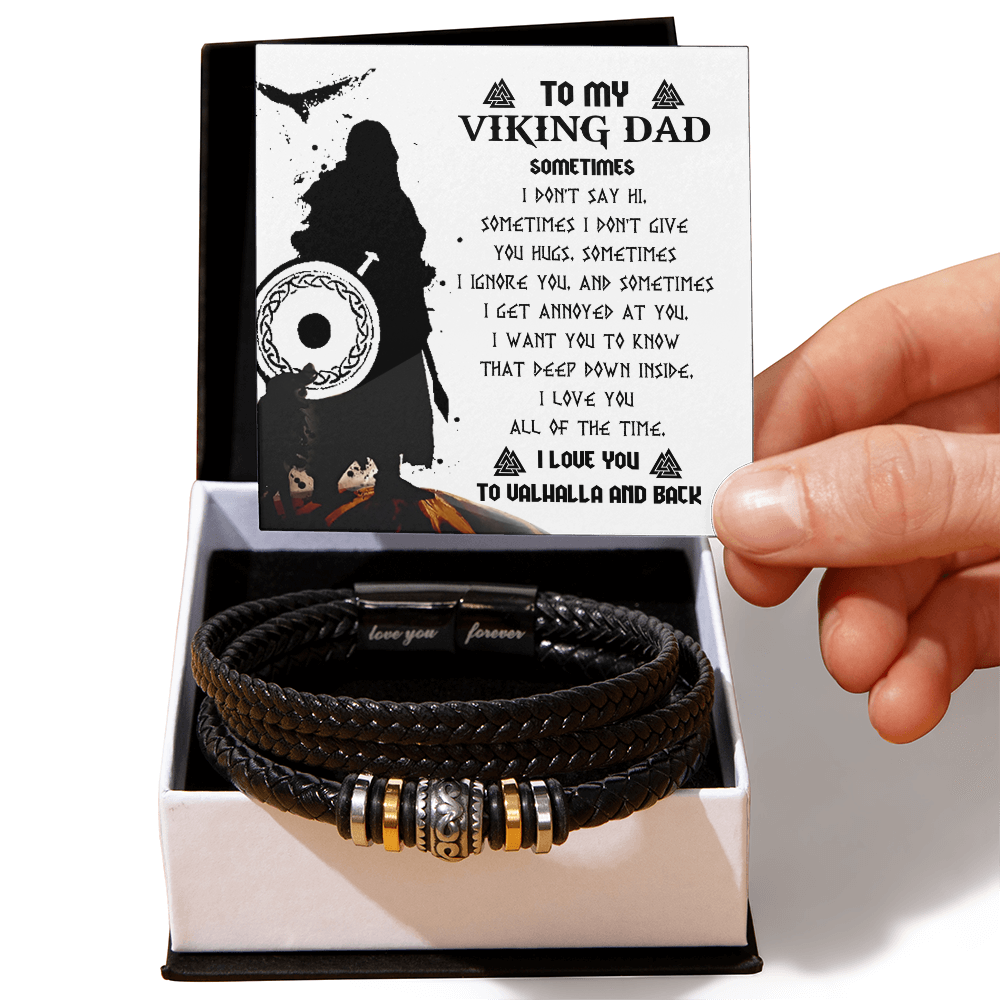 To My Viking Dad Bracelet – Deep Down I Love You All the Time – Norse Father's Day Gift for Strong Dads, Sentimental Keepsake from Son or Daughter - Mallard Moon Gift Shop
