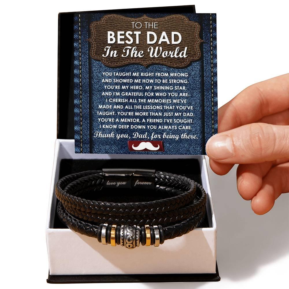 Dad Gift - You Taught Me Right from Wrong - Braided Leather Men's Bracelet - Mallard Moon Gift Shop