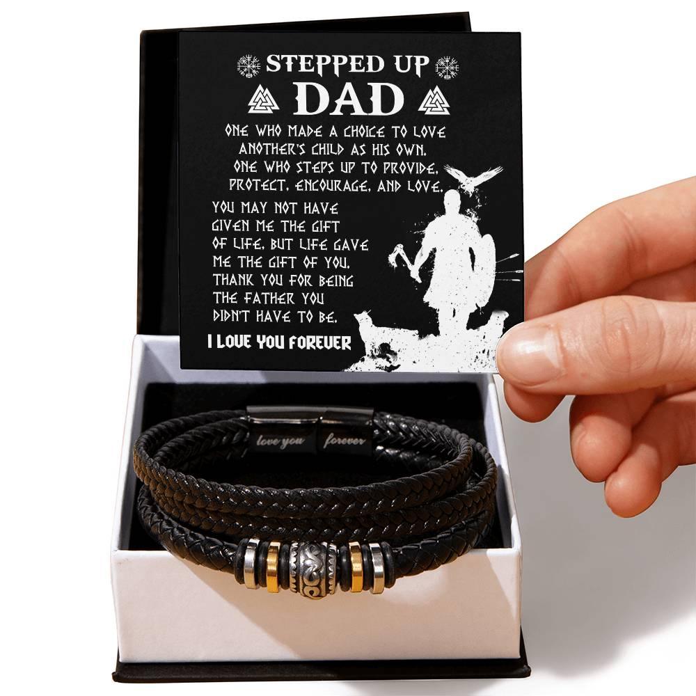 Gift For Stepdad The Father You didn't have to be Men's Leather Bracelet - Mallard Moon Gift Shop