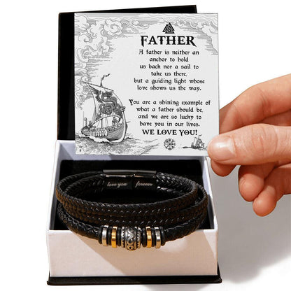 Gift for Father - You Are Our Guiding Light Men's Braided Leather Keepsake Bracelet - Mallard Moon Gift Shop