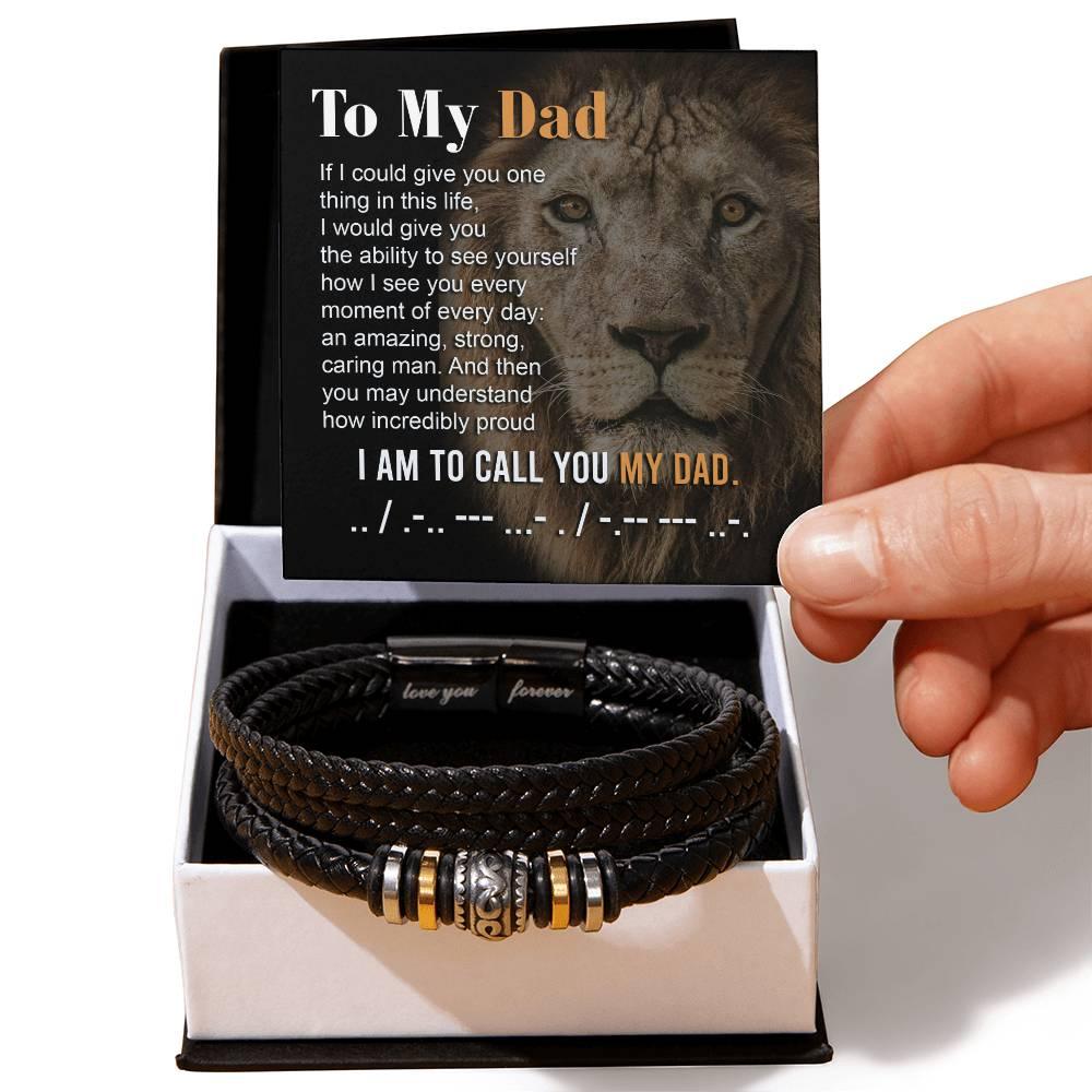 Dad Gift - I am Proud to Call You Dad - Braided Leather Men's Bracelet - Mallard Moon Gift Shop