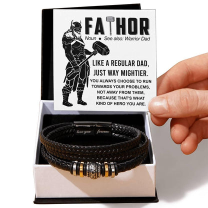 Dad - My Warrior Leather Braided Men's Bracelet - Mallard Moon Gift Shop