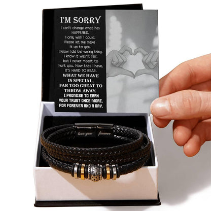 Apology Gift For Him - Sorry, I Wish I Could - Love You Forever Men's Bracelet - Mallard Moon Gift Shop
