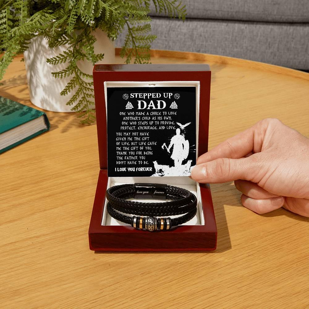 Gift For Stepdad The Father You didn't have to be Men's Leather Bracelet - Mallard Moon Gift Shop