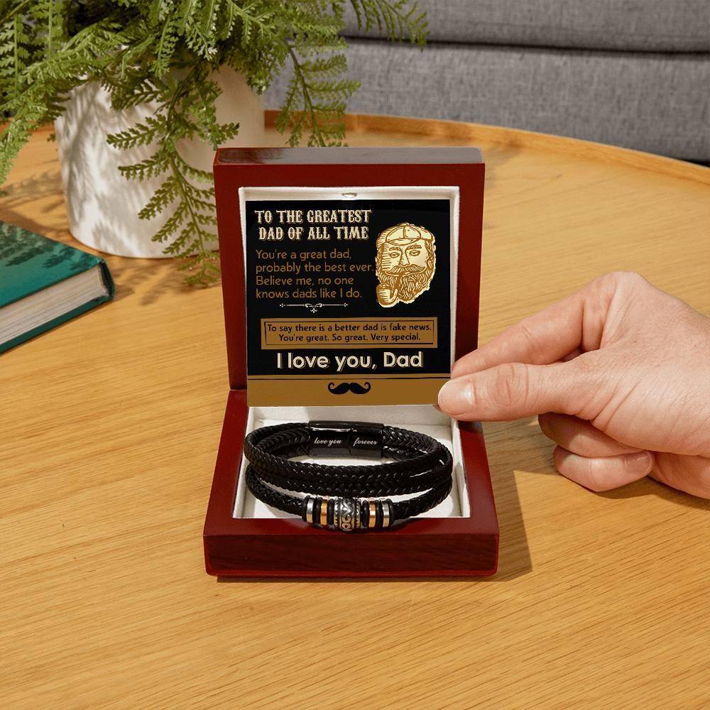 Dad Gift- You Are the Best Dad, To Say there is a Better Dad is Fake News -Braided Leather Men's Bracelet - Mallard Moon Gift Shop