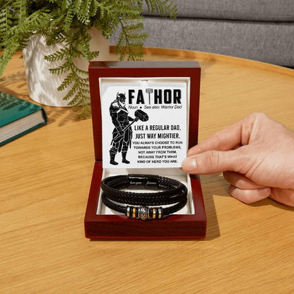 Dad - My Warrior Leather Braided Men's Bracelet - Mallard Moon Gift Shop