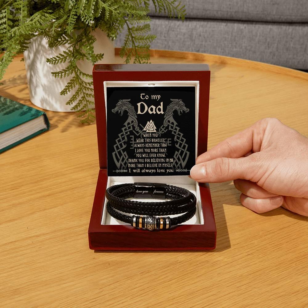 Dad Gift You Will Ever Know Leather Braided Men's Bracelet - Mallard Moon Gift Shop