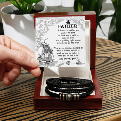 Gift for Father - You Are Our Guiding Light Men's Braided Leather Keepsake Bracelet - Mallard Moon Gift Shop
