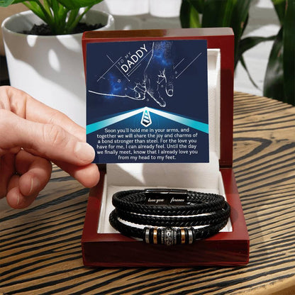 Gift for New Dad - Daddy- We Will Share a Bond Stronger Than Steel-Braided Leather Men's Bracelet - Mallard Moon Gift Shop