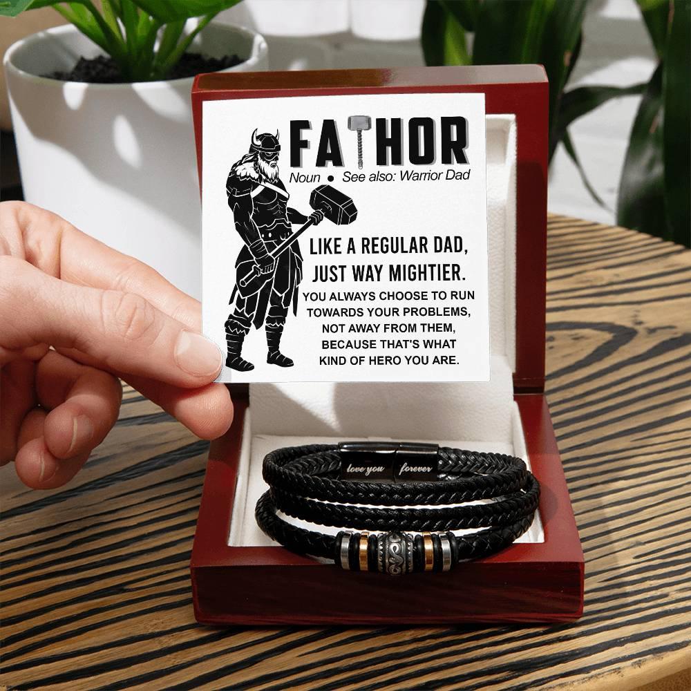 Dad - My Warrior Leather Braided Men's Bracelet - Mallard Moon Gift Shop