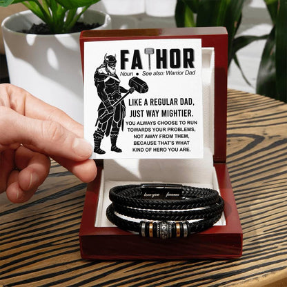 Dad - My Warrior Leather Braided Men's Bracelet - Mallard Moon Gift Shop