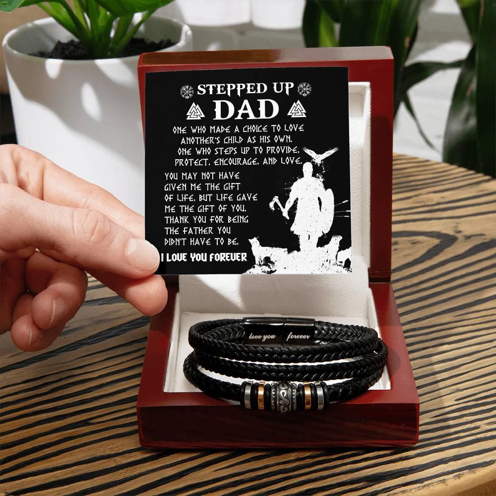 Gift For Stepdad The Father You didn't have to be Men's Leather Bracelet - Mallard Moon Gift Shop