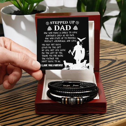 Gift For Stepdad The Father You didn't have to be Men's Leather Bracelet - Mallard Moon Gift Shop