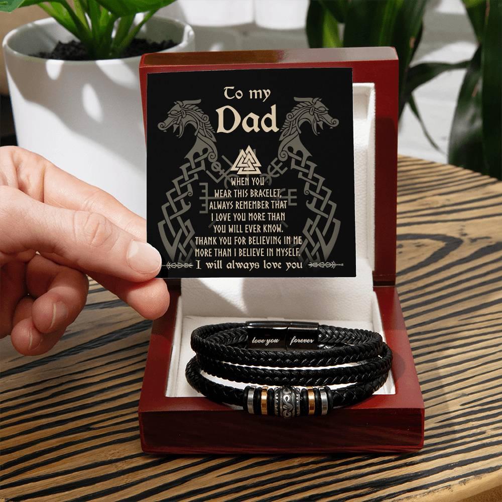 Dad Gift You Will Ever Know Leather Braided Men's Bracelet - Mallard Moon Gift Shop