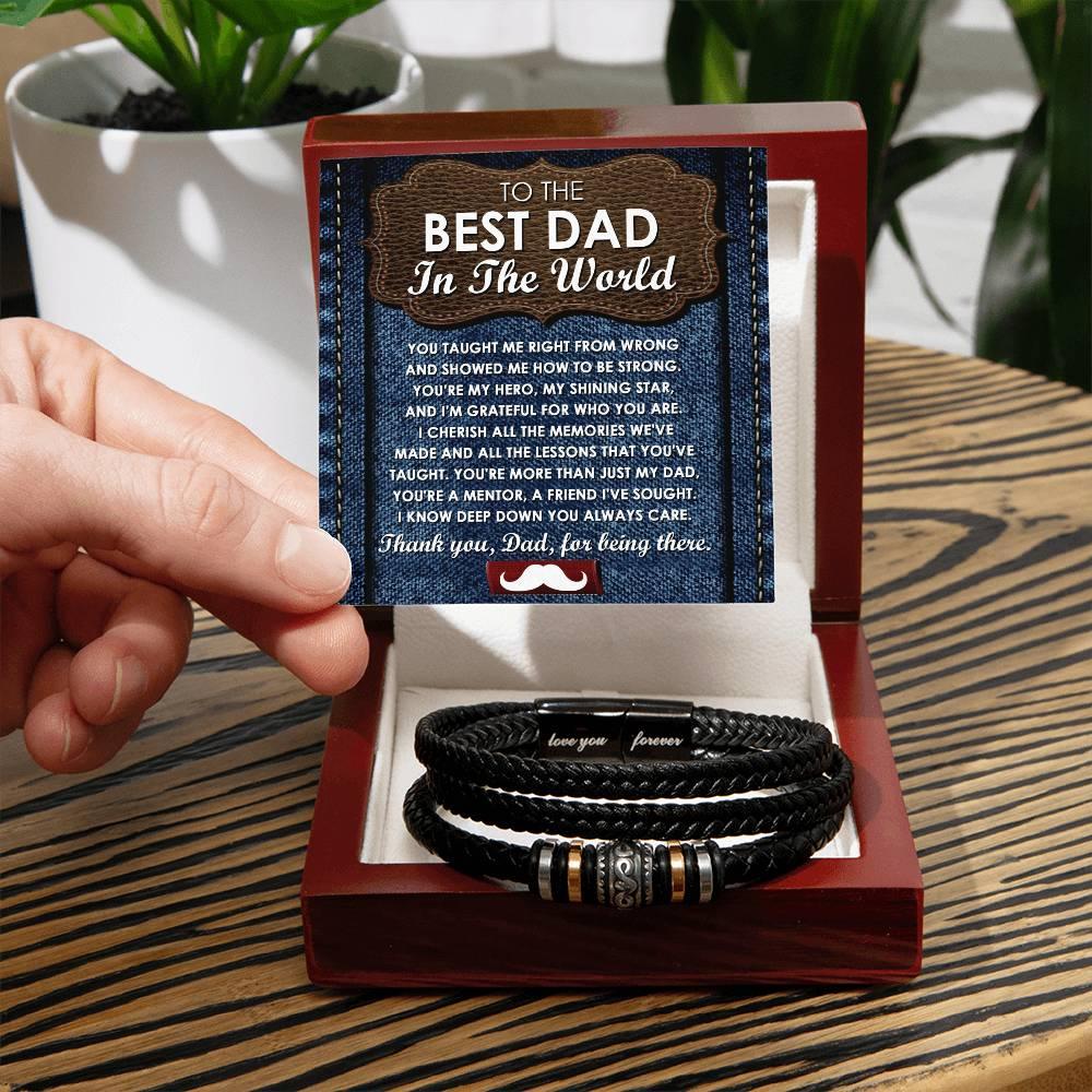 Dad Gift - You Taught Me Right from Wrong - Braided Leather Men's Bracelet - Mallard Moon Gift Shop