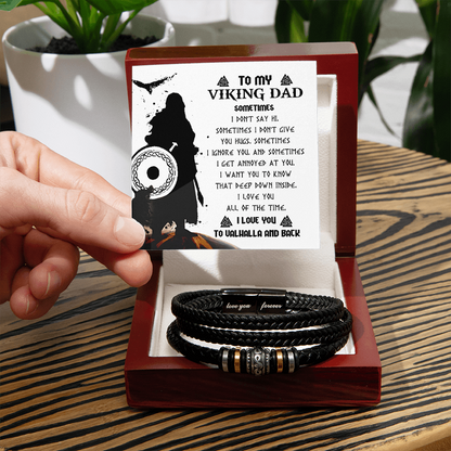 To My Viking Dad Bracelet – Deep Down I Love You All the Time – Norse Father's Day Gift for Strong Dads, Sentimental Keepsake from Son or Daughter - Mallard Moon Gift Shop