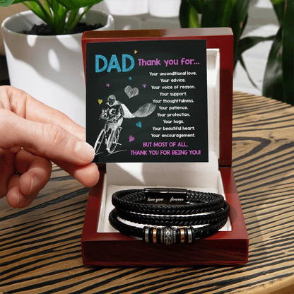 Dad Gift-Thank You For Being You -Braided Leather Men's Bracelet - Mallard Moon Gift Shop