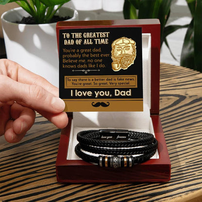 Dad Gift- You Are the Best Dad, To Say there is a Better Dad is Fake News -Braided Leather Men's Bracelet - Mallard Moon Gift Shop