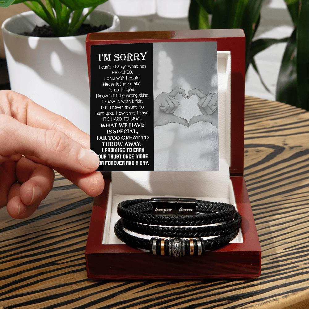 Apology Gift For Him - Sorry, I Wish I Could - Love You Forever Men's Bracelet - Mallard Moon Gift Shop