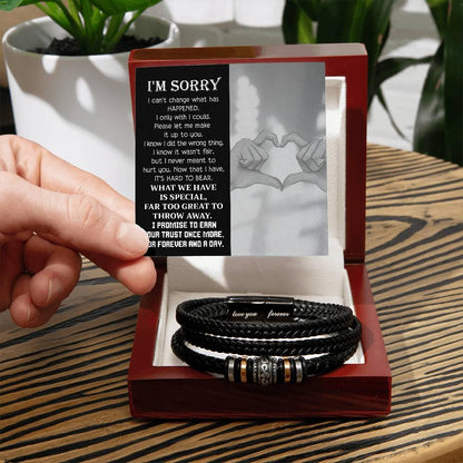 Apology Gift For Him - Sorry, I Wish I Could - Love You Forever Men's Bracelet - Mallard Moon Gift Shop