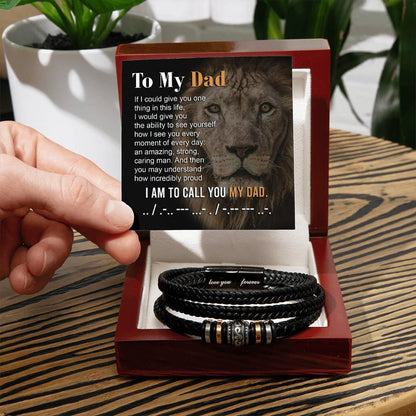 Dad Gift - I am Proud to Call You Dad - Braided Leather Men's Bracelet - Mallard Moon Gift Shop