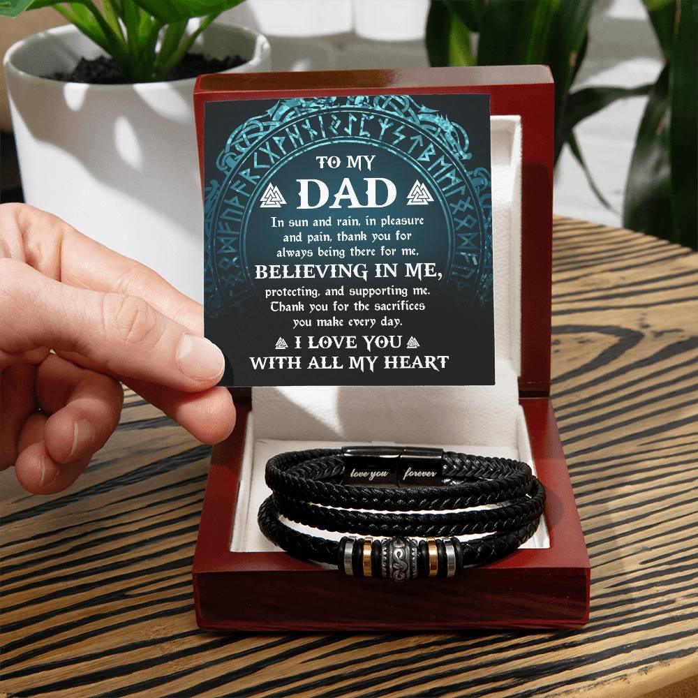 Dad - Pleasure And Pain Leather Braided Men's Bracelet - Mallard Moon Gift Shop