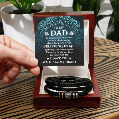 Dad - Pleasure And Pain Leather Braided Men's Bracelet - Mallard Moon Gift Shop