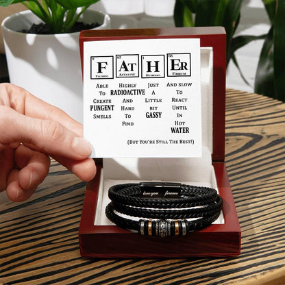 Gift for Father Element Chart You are Still The Best Braided Leather Men's Bracelet - Mallard Moon Gift Shop