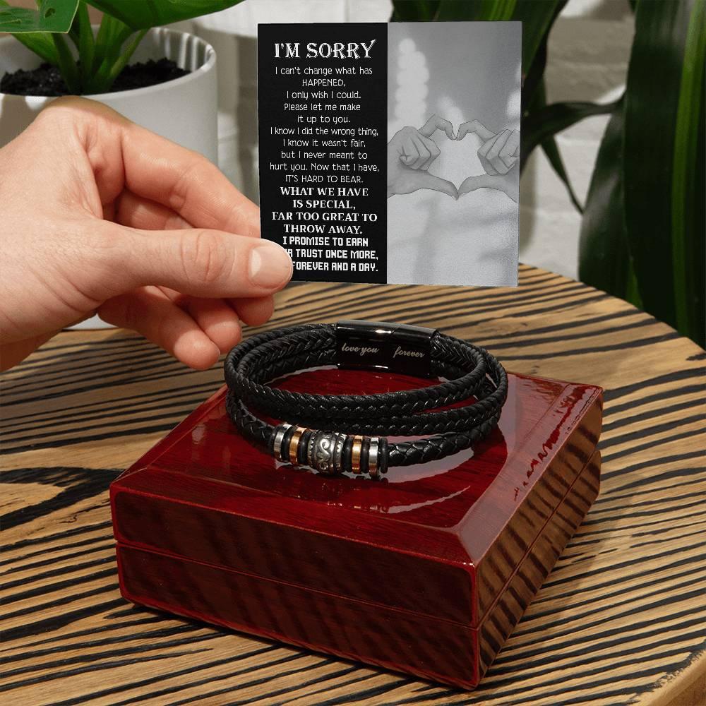 Apology Gift For Him - Sorry, I Wish I Could - Love You Forever Men's Bracelet - Mallard Moon Gift Shop
