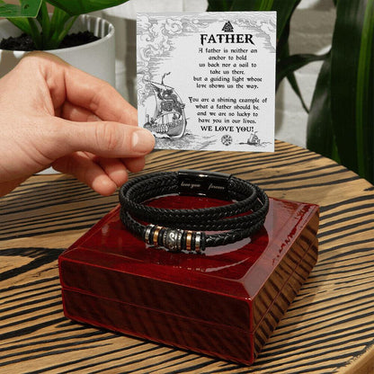 Gift for Father - You Are Our Guiding Light Men's Braided Leather Keepsake Bracelet - Mallard Moon Gift Shop