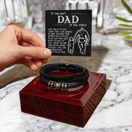 Gift for Dad Leather Bracelet Your Light Guides My Way - Mallard Moon Gift Shop
