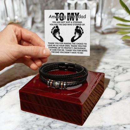 To My Amazing Stepdad You are Not Just a Stepdad, You are the Dad Who Stepped Up Men's Leather Bracelet - Mallard Moon Gift Shop