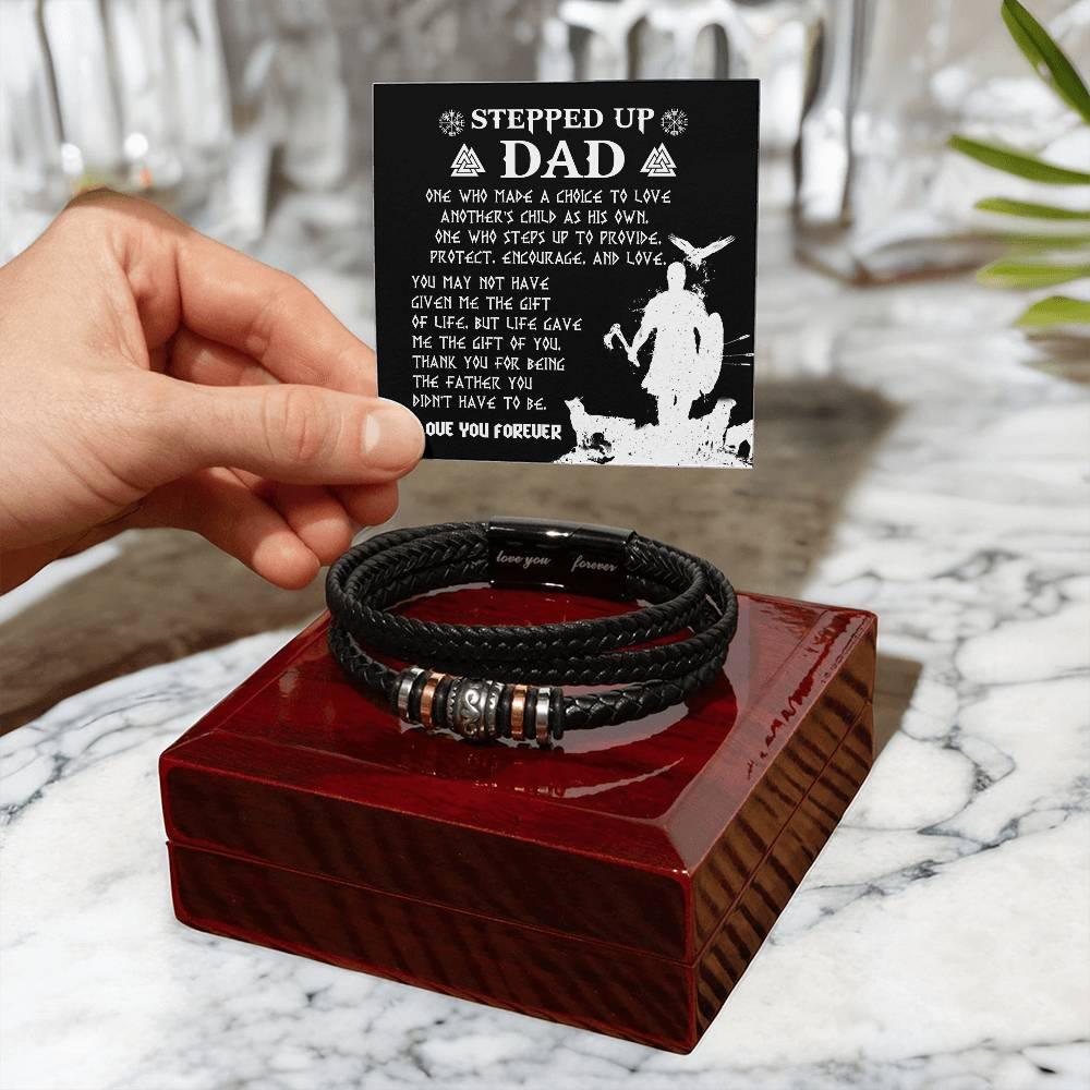 Gift For Stepdad The Father You didn't have to be Men's Leather Bracelet - Mallard Moon Gift Shop