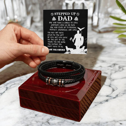Gift For Stepdad The Father You didn't have to be Men's Leather Bracelet - Mallard Moon Gift Shop