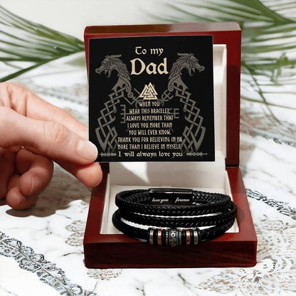Dad Gift You Will Ever Know Leather Braided Men's Bracelet - Mallard Moon Gift Shop