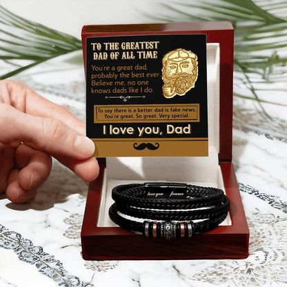 Dad Gift- You Are the Best Dad, To Say there is a Better Dad is Fake News -Braided Leather Men's Bracelet - Mallard Moon Gift Shop